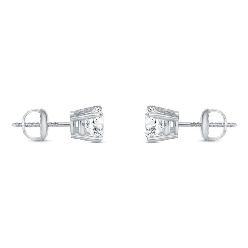 2 Ct Round Lab Created Grown Diamond Earrings 950 Platinum E/VVS Basket Screw Image 3