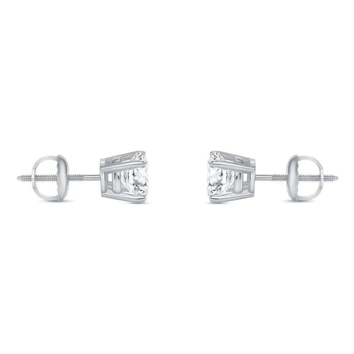 2 Ct Round Lab Created Grown Diamond Earrings 950 Platinum E/VVS Basket Screw Image 3