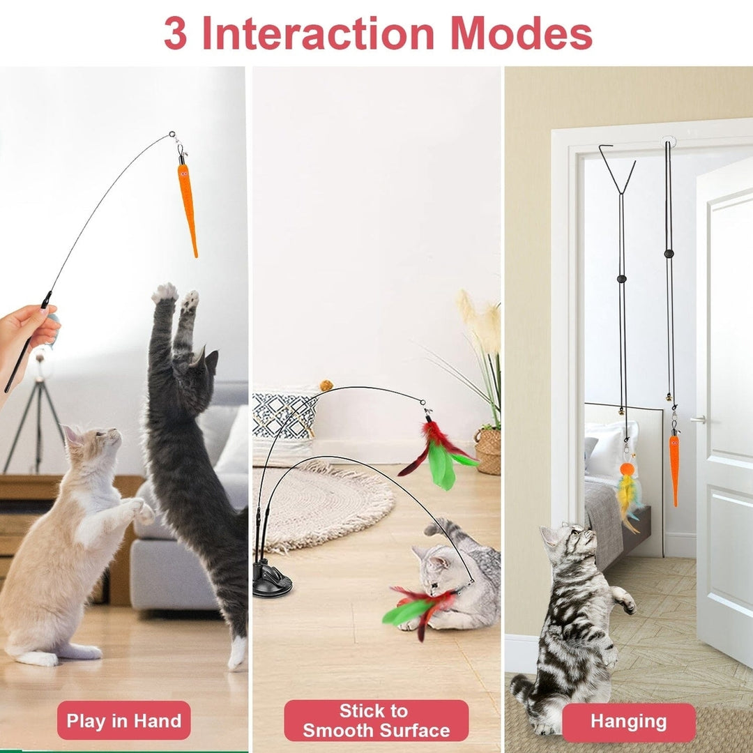 2 Cat Wand Toys with Suction Cup Double Head Interactive Cat Feather Toy Image 10