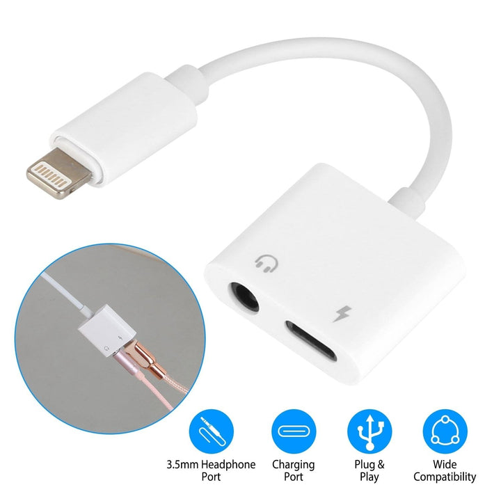 2-in-1 3.5mm Headphone Adapter Charger Audio Splitter Dongle Image 6