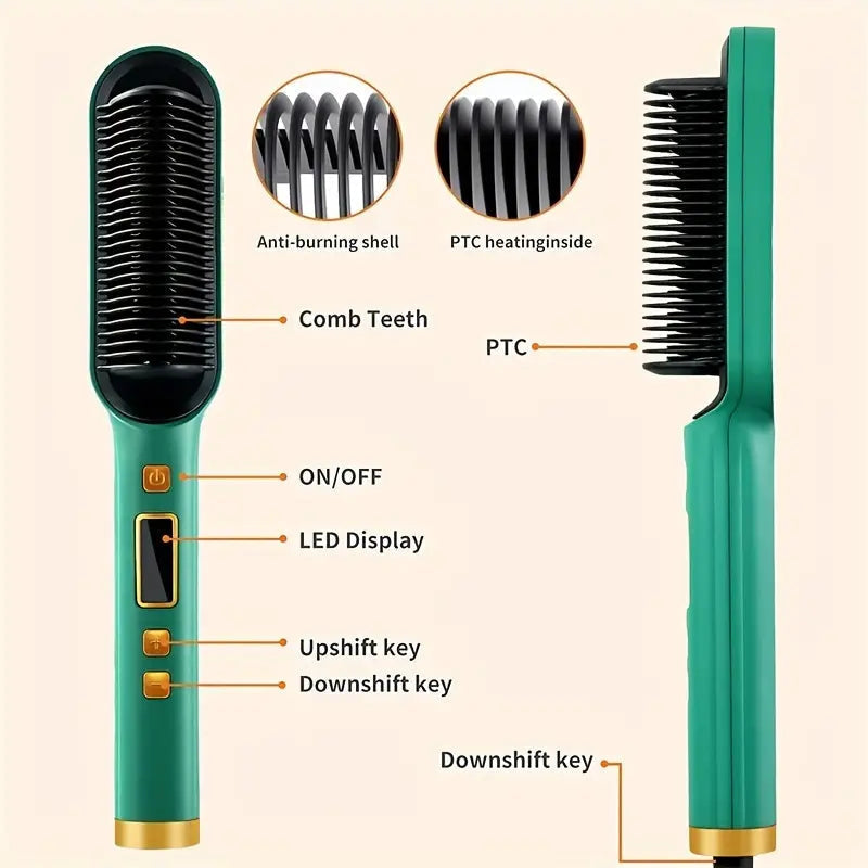 2-in-1 Electric Hair Straightener Brush Curling Comb Image 4