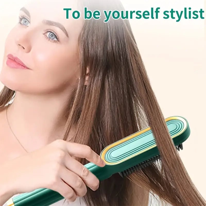 2-in-1 Electric Hair Straightener Brush Curling Comb Image 6