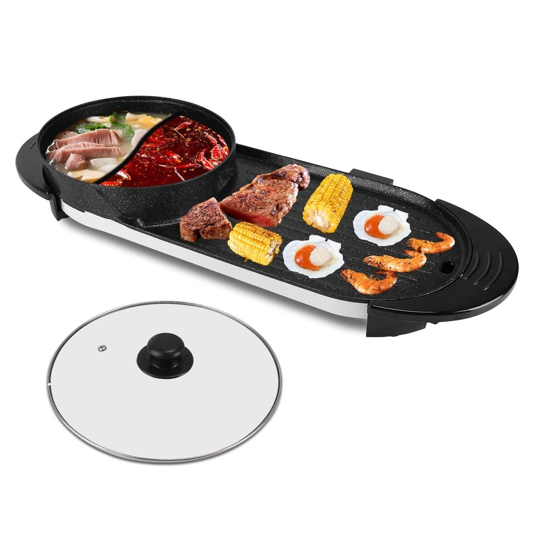 2-in-1 Electric Hot Pot with Bbq Grill Cooker 2200W Image 1