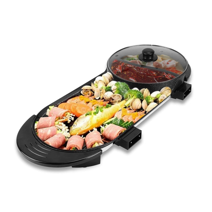 2-in-1 Electric Hot Pot with Bbq Grill Cooker 2200W Image 3