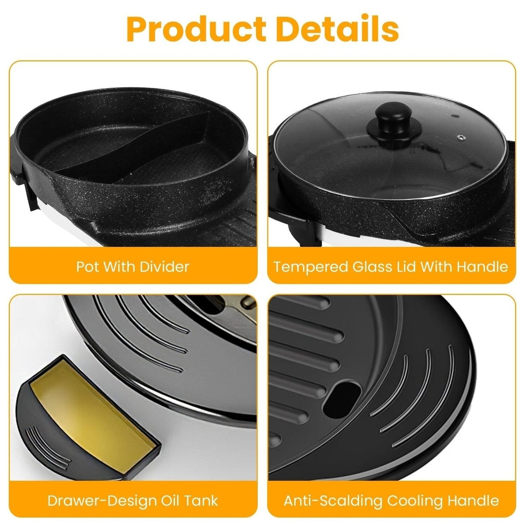 2-in-1 Electric Hot Pot with Bbq Grill Cooker 2200W Image 4