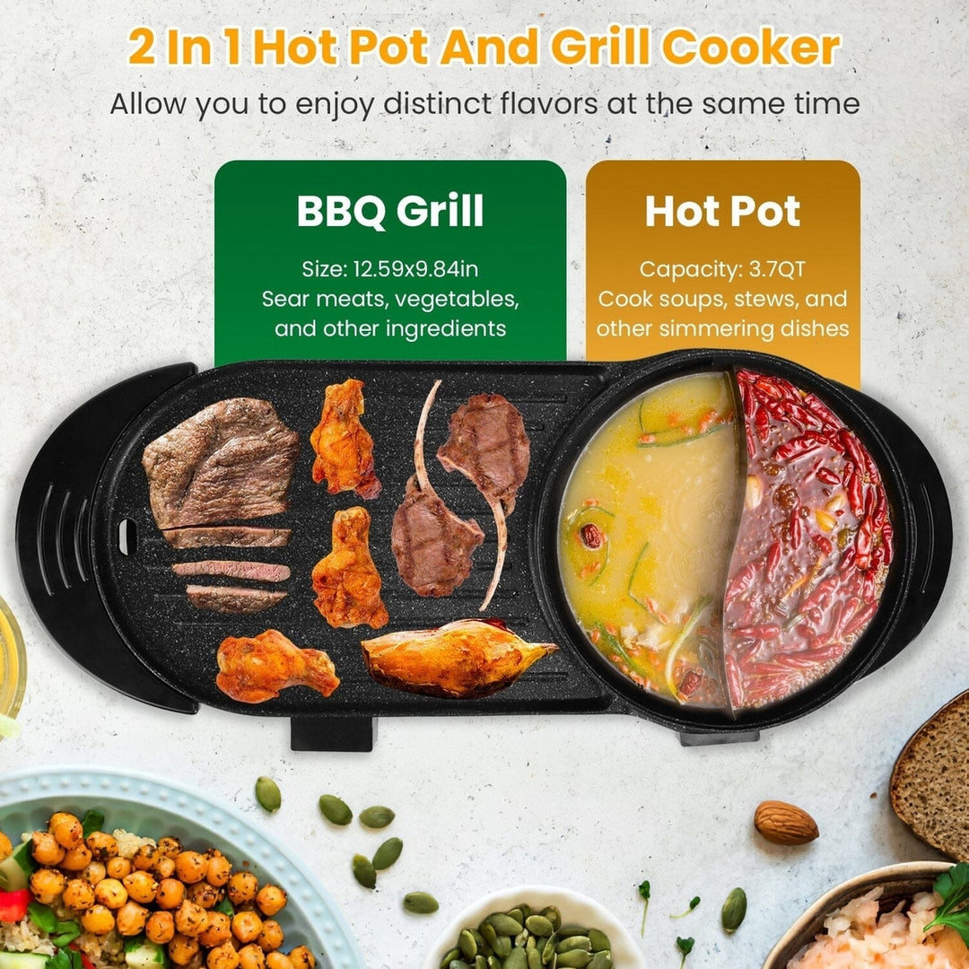 2-in-1 Electric Hot Pot with Bbq Grill Cooker 2200W Image 10