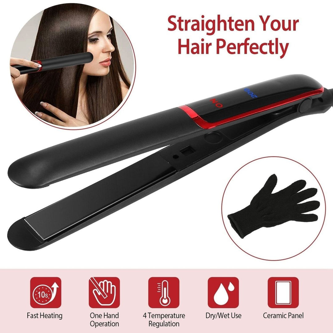 2-in-1 Twist Hair Straightener Ceramic Plate Hair Curler with Temperature Adjust LCD Display Image 4