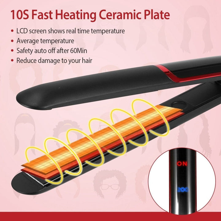 2-in-1 Twist Hair Straightener Ceramic Plate Hair Curler with Temperature Adjust LCD Display Image 4