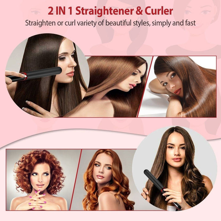 2-in-1 Twist Hair Straightener Ceramic Plate Hair Curler with Temperature Adjust LCD Display Image 7