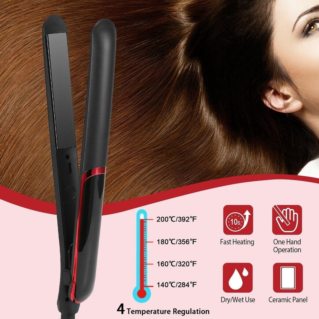 2-in-1 Twist Hair Straightener Ceramic Plate Hair Curler with Temperature Adjust LCD Display Image 10