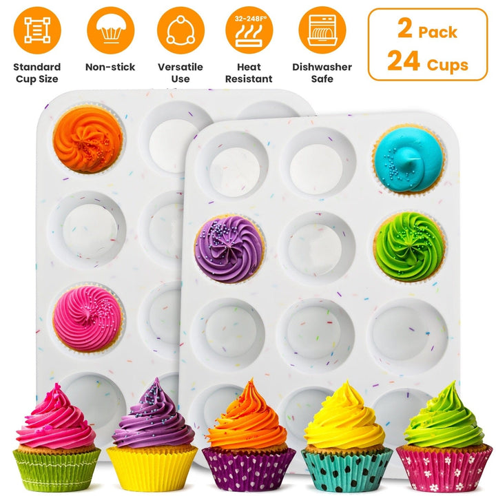 2-Pack: 12 Cups Silicone Muffin Nonstick Pans Image 4