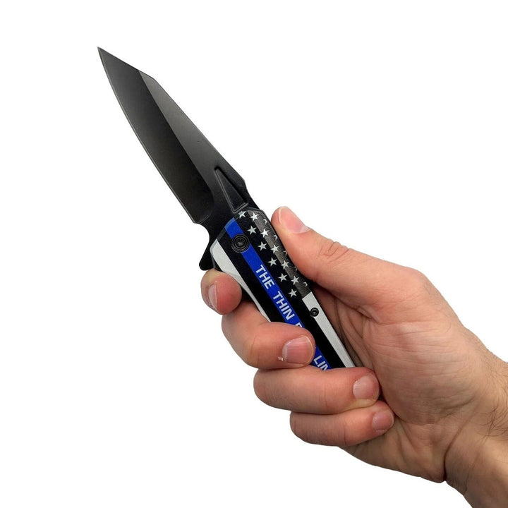 2-Pack: 3" Thin Blue Line Knife With ABS Handle Image 1