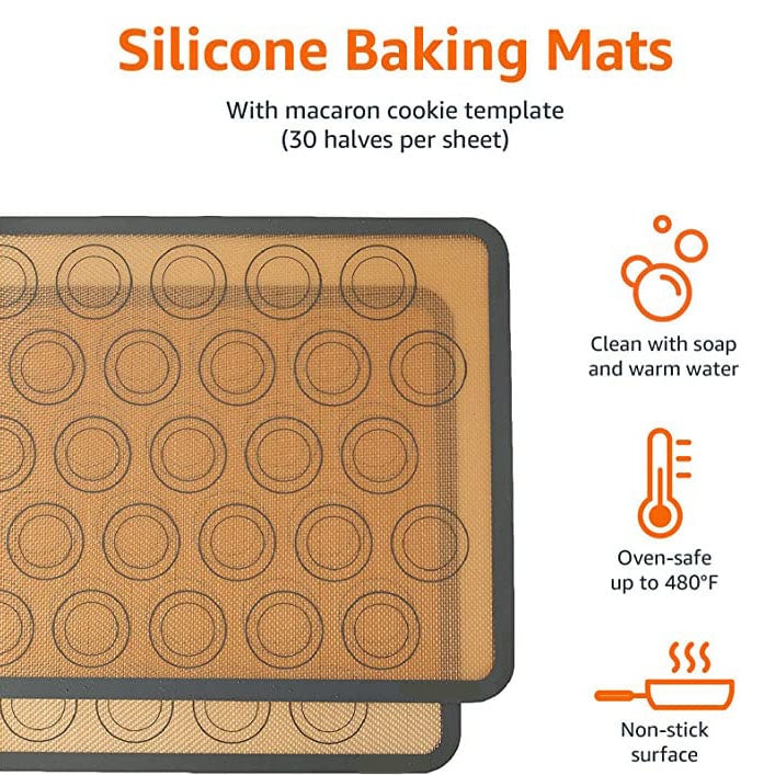 2-Pack: Silicone Nonstick Food Safe Macarons Baking Mat Image 6