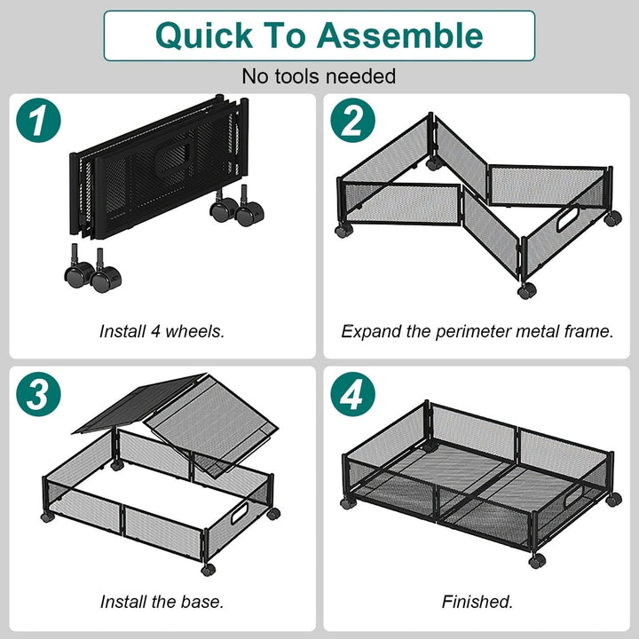 2-Pack: Under Bed Storage Container Foldable Rolling Storage Bin Image 12