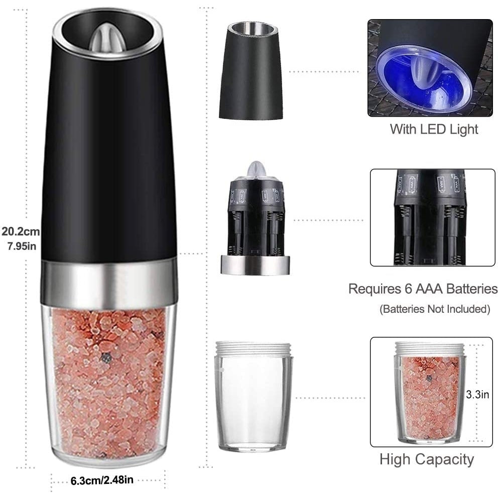 2-Pack: Gravity Electric Salt Pepper Grinder Image 2