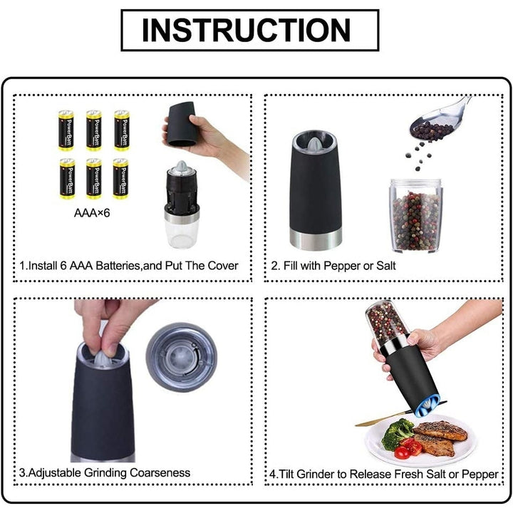 2-Pack: Gravity Electric Salt Pepper Grinder Image 6