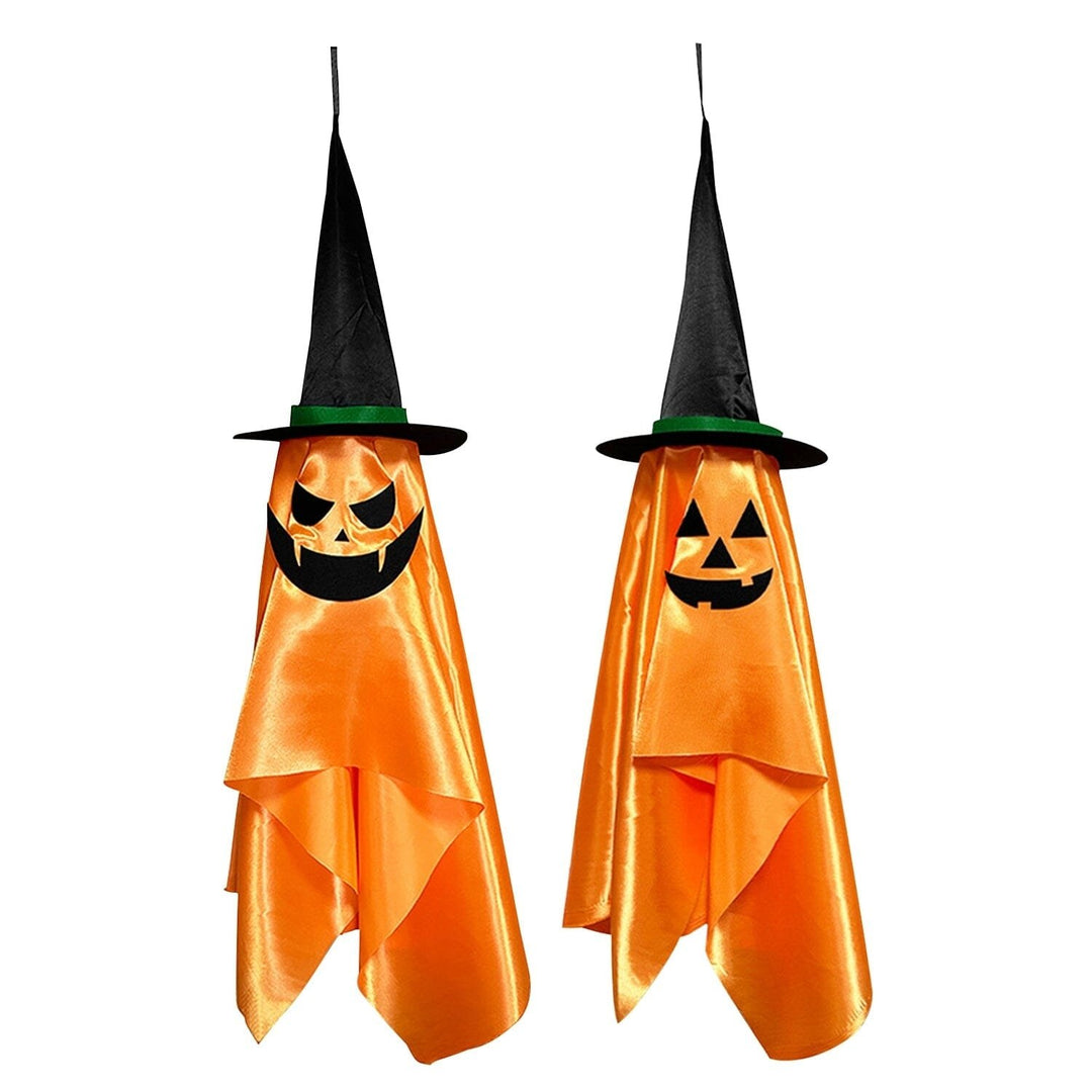 2-Pack: Hanging Ghosts with Wizard Hat Snicker Scary Face Image 1