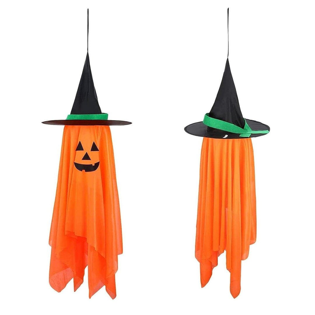 2-Pack: Hanging Ghosts with Wizard Hat Snicker Scary Face Image 3