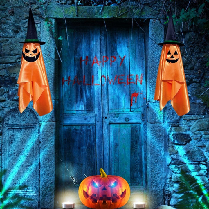 2-Pack: Hanging Ghosts with Wizard Hat Snicker Scary Face Image 9