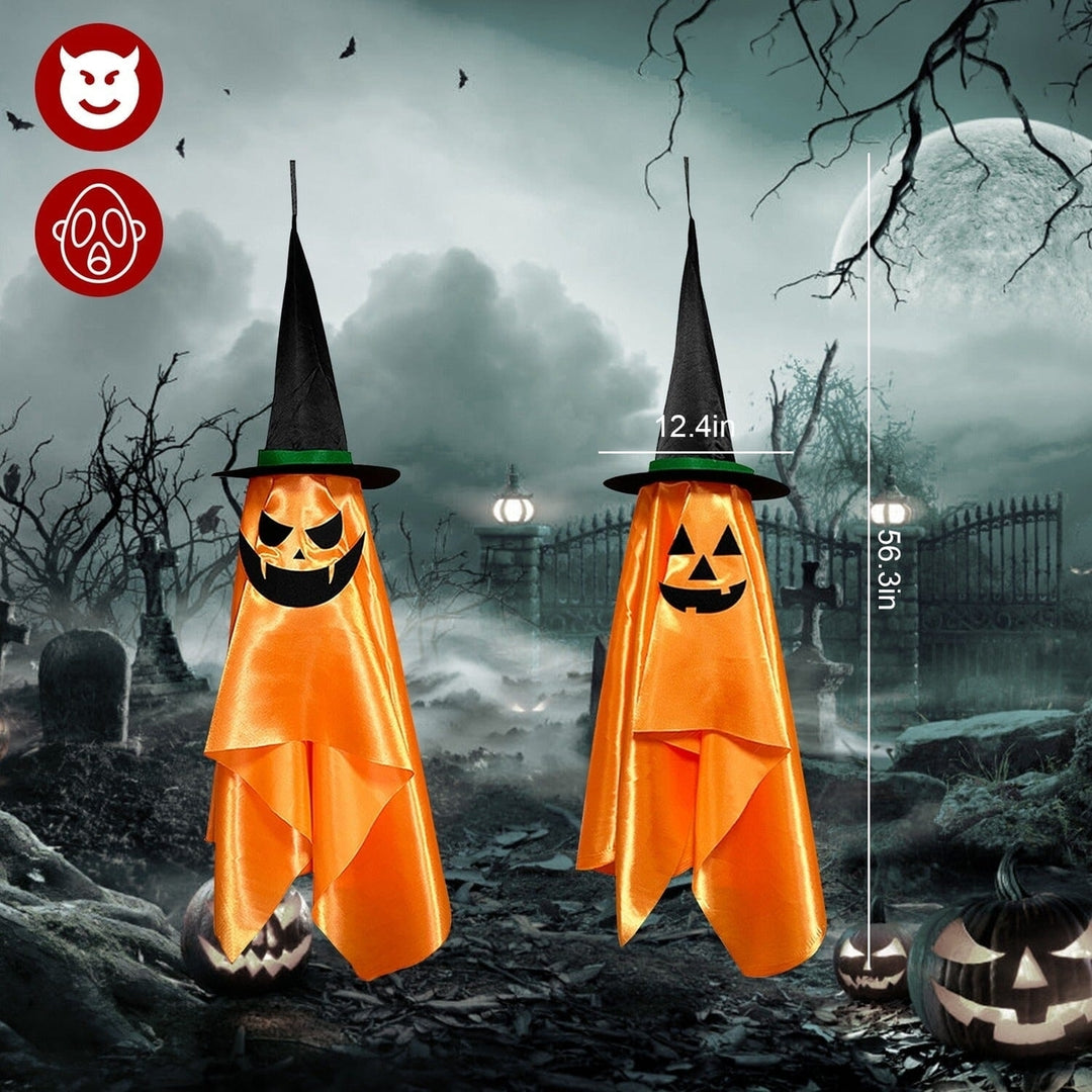 2-Pack: Hanging Ghosts with Wizard Hat Snicker Scary Face Image 10