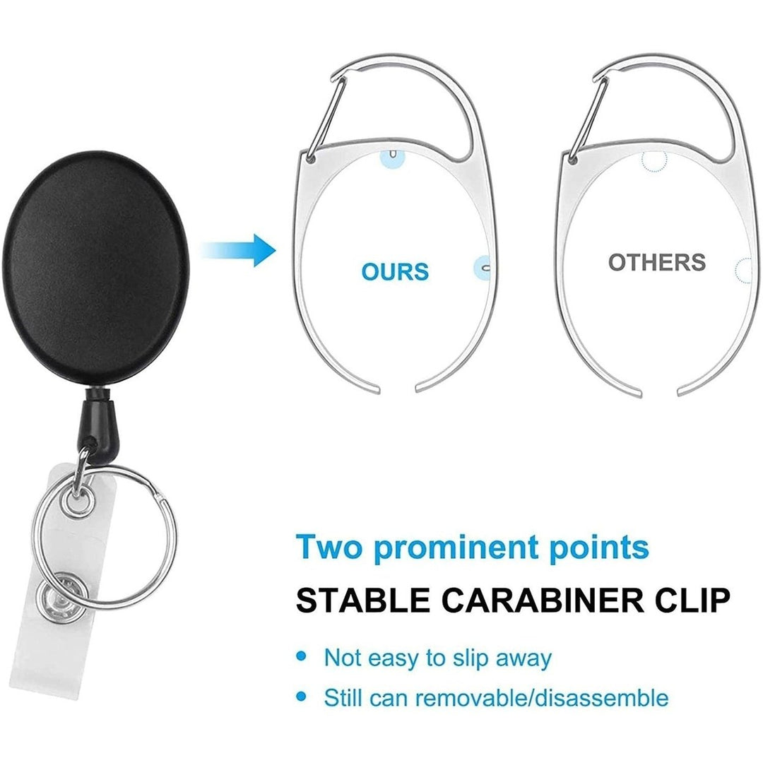 2-Pack: Heavy Duty Retractable Badge Holders with Carabiner Reel Clip and Vertical Style Clear ID Card Holders Image 4