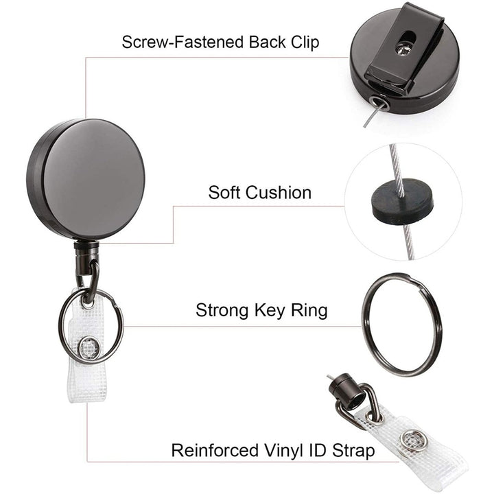 2-Pack: Heavy Duty Retractable Badge Holder Reel Image 6