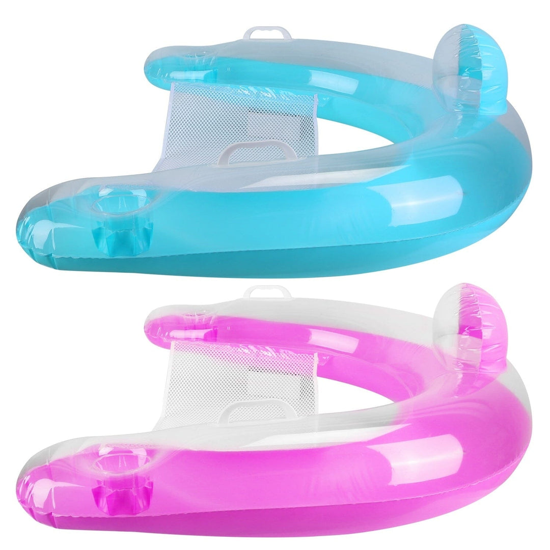 2-Pack: Inflatable Float Pool Chair with Cup Holder Arm Rest Image 4