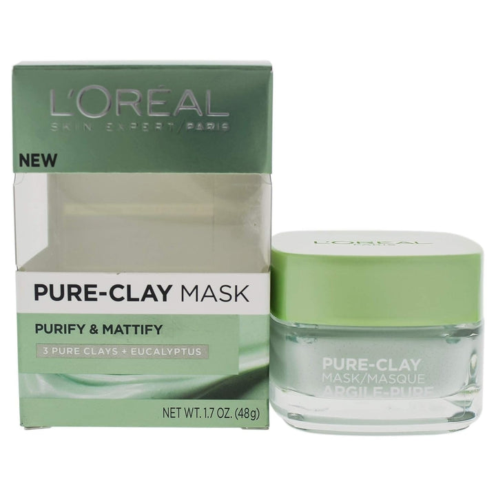 2-Pack: LOr al Paris Skincare Pure-Clay Face Mask with Eucalyptus for Oily and Shiny Skin to Purify and Matify Image 1