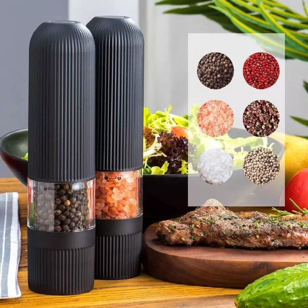 2-Pack: Nuvita Black and White Electric Salt and Pepper Grinder Soft Feel Image 6