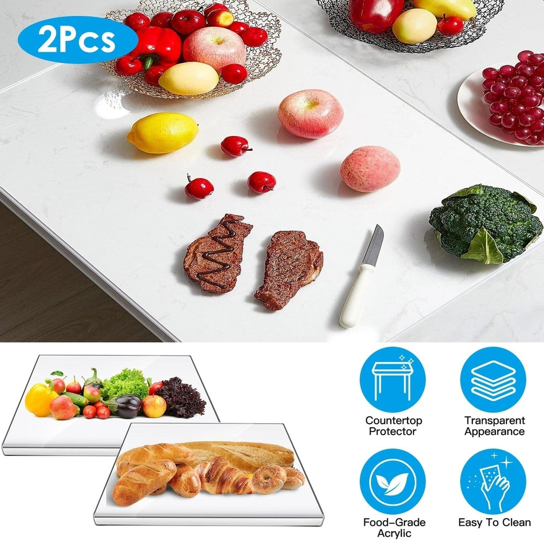 2-Pack: Non-Slip Transparent Countertop Cutting Board Kitchen Countertop Protector Image 8