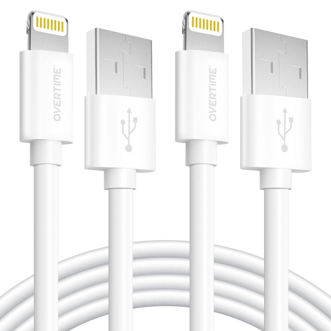 2-Pack: Overtime Apple MFI Certified iPhone Charger Lightning Cable 10 Foot Image 1