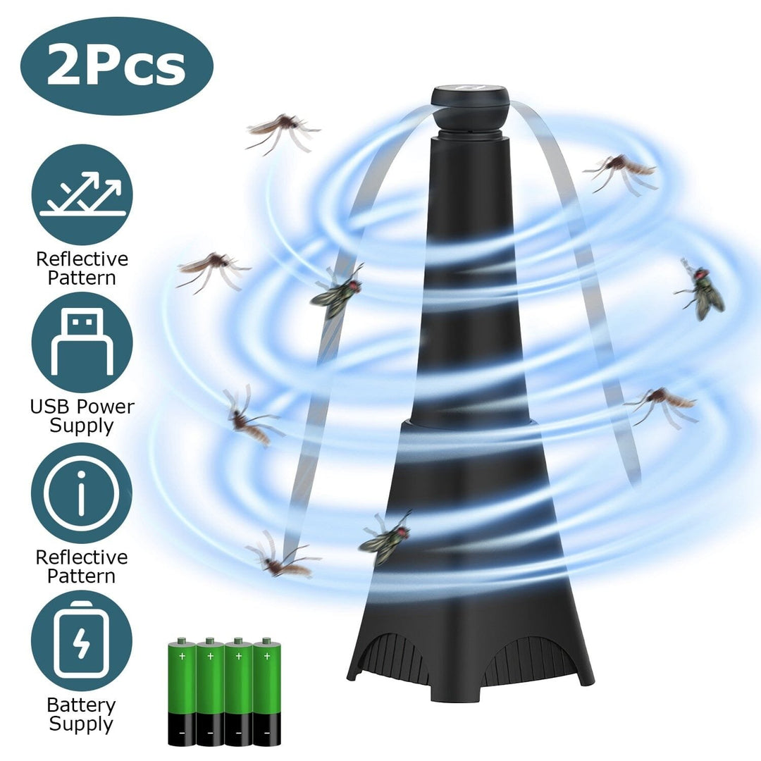 2-Pack: Portable Reflective Fly Repellent Fan Rechargeable Battery Powered Image 4