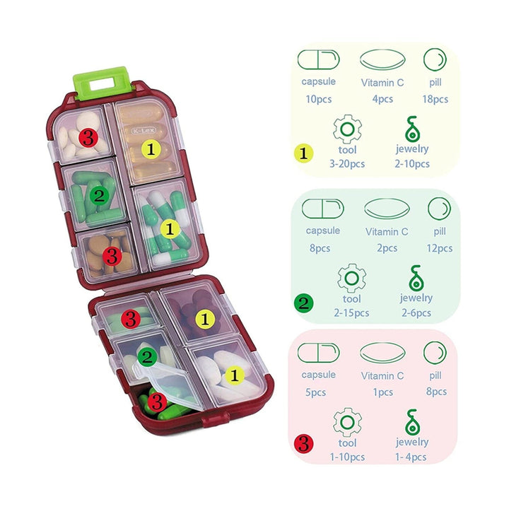 2-Pack: Portable Weekly Travel Pill Organizer Case Image 3