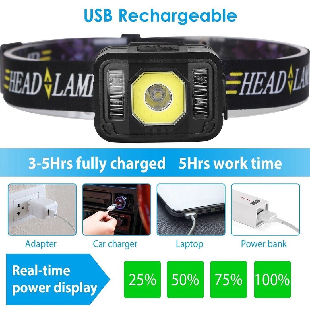 2-Pack: Rechargeable Motion Sensor Headlamp 6 Light Modes Image 9