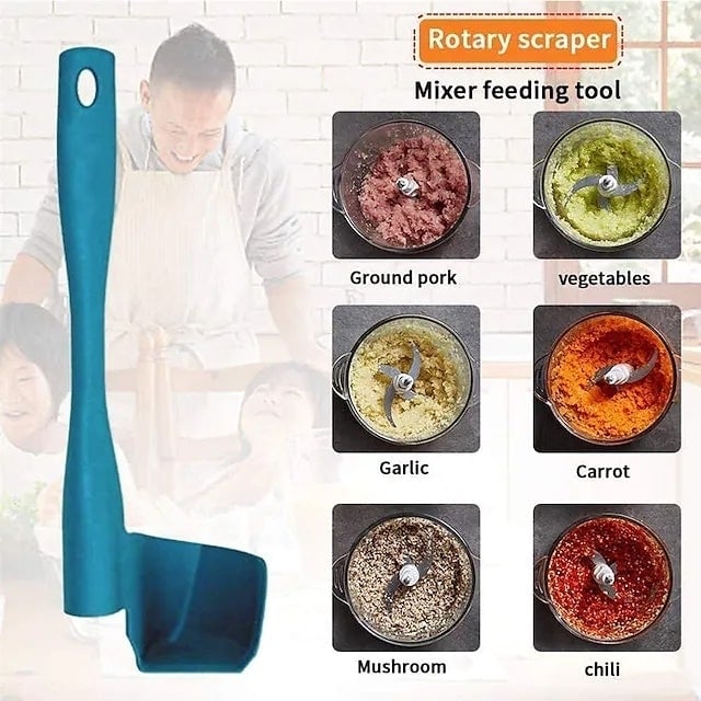 2-Pack: Rotary Scraper Rotating Spatula Scooping Portioning Food Processor Image 7