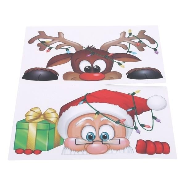 2-Pack: Santa Claus Elk Shop Hotel Christmas Window Double Sided Glass Sticker Image 2