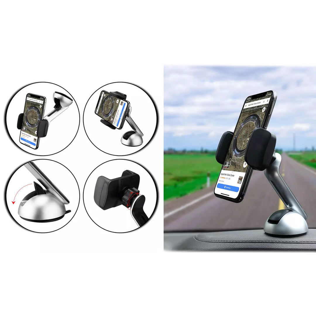 2-Pack: Long Clamp Car Mount Phone Holder for Dashboard and Windshield Image 4