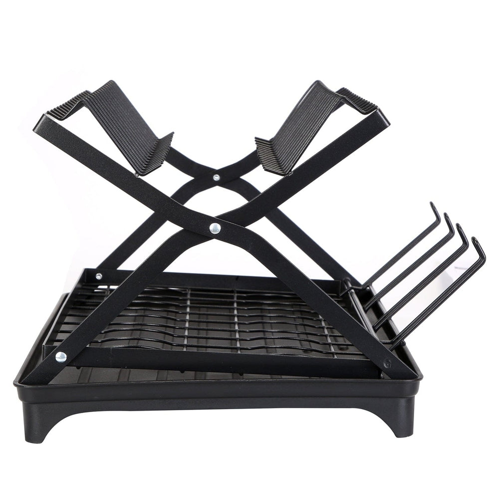 2-Tier Dish Drying Rack with Cup Holder and Drainboard Image 2