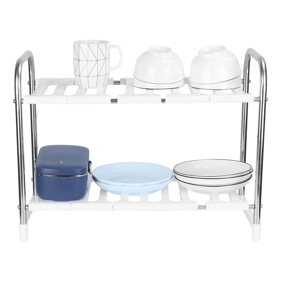 2-Tier Under Sink Organizer Retractable Kitchen Rack Holder Image 1