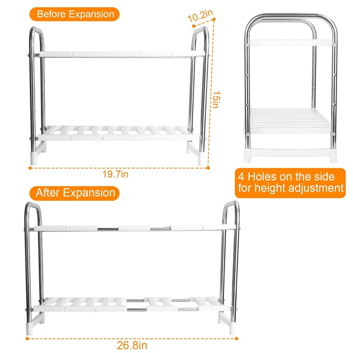 2-Tier Under Sink Organizer Retractable Kitchen Rack Holder Image 4