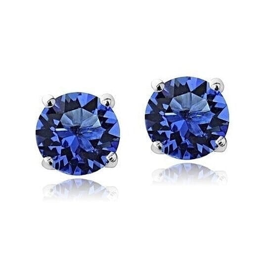 2.00 Cttw 18k White Gold Filled High Polish Finish Round Crystal Blue Stud Earrings Image 1