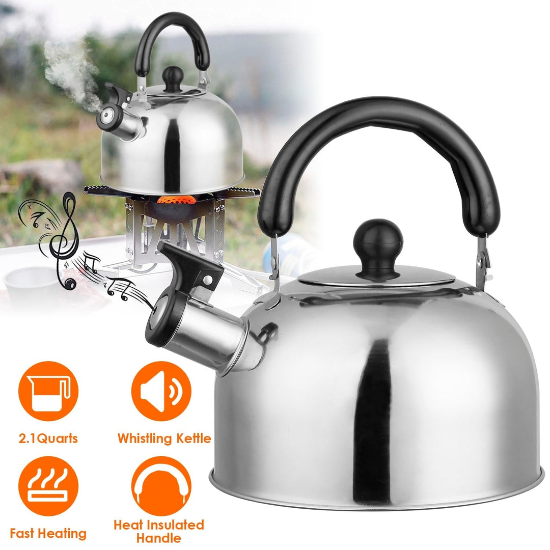 2.1 Quarts Stainless Steel Whistling Tea Kettle Stovetop Induction Gas Teapot Image 4