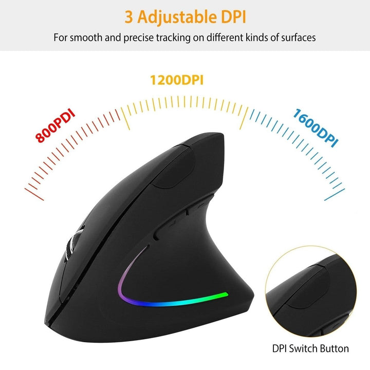 2.4G Wireless Vertical Mouse Ergonomic Optical Mice Image 7