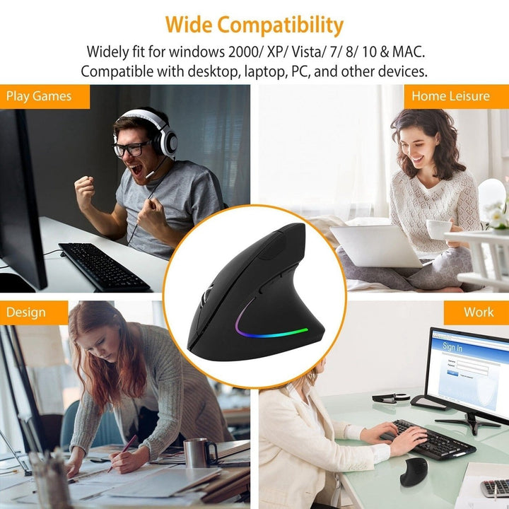 2.4G Wireless Vertical Mouse Ergonomic Optical Mice Image 11