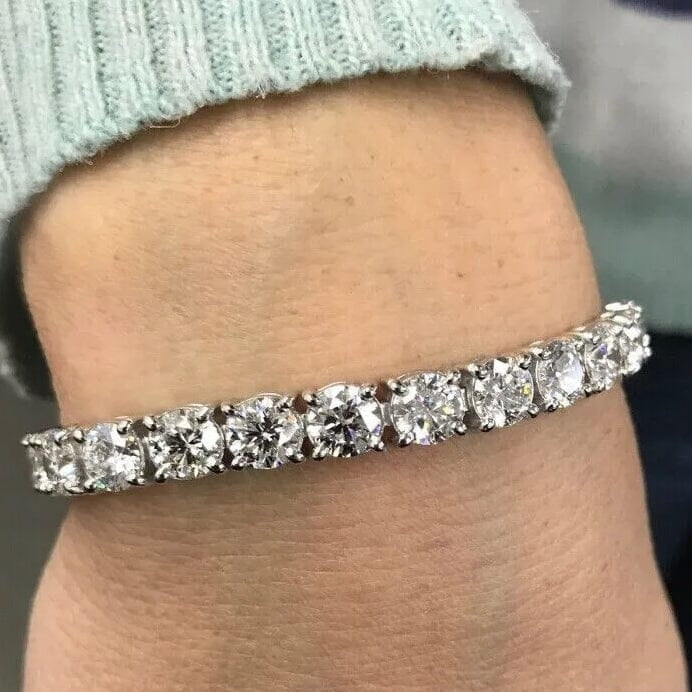 20 Ct Lab Grown Diamond Tennis Bracelet 14k White Gold 7" Image 2