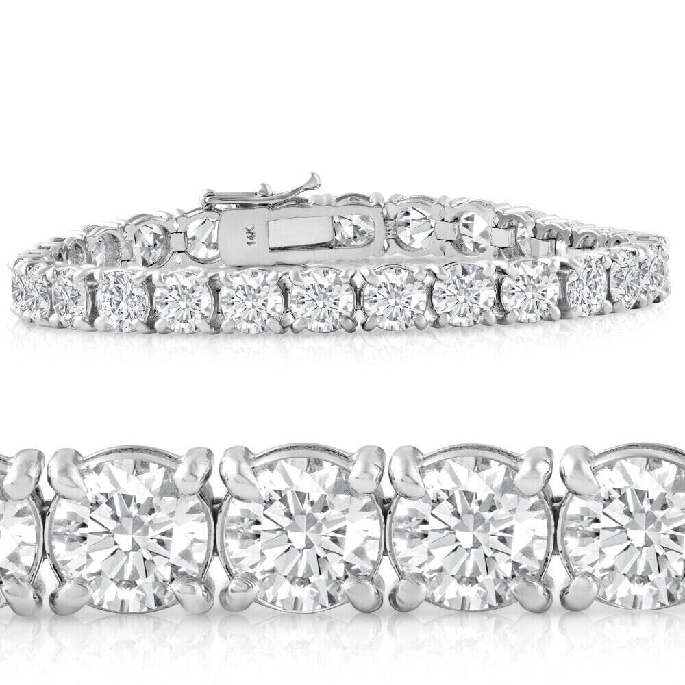 20 Ct Simulated Diamond Tennis Bracelet 14k White Gold 7" Image 2