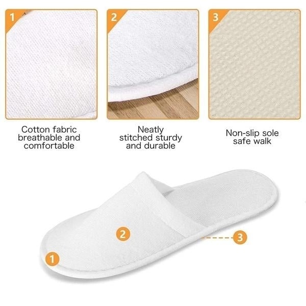 20-Pairs: Spa Hotel Guest Soft Slippers Closed Toe Disposable Travel Slipper Image 7