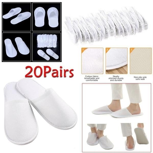 20-Pairs: Spa Hotel Guest Soft Slippers Closed Toe Disposable Travel Slipper Image 9