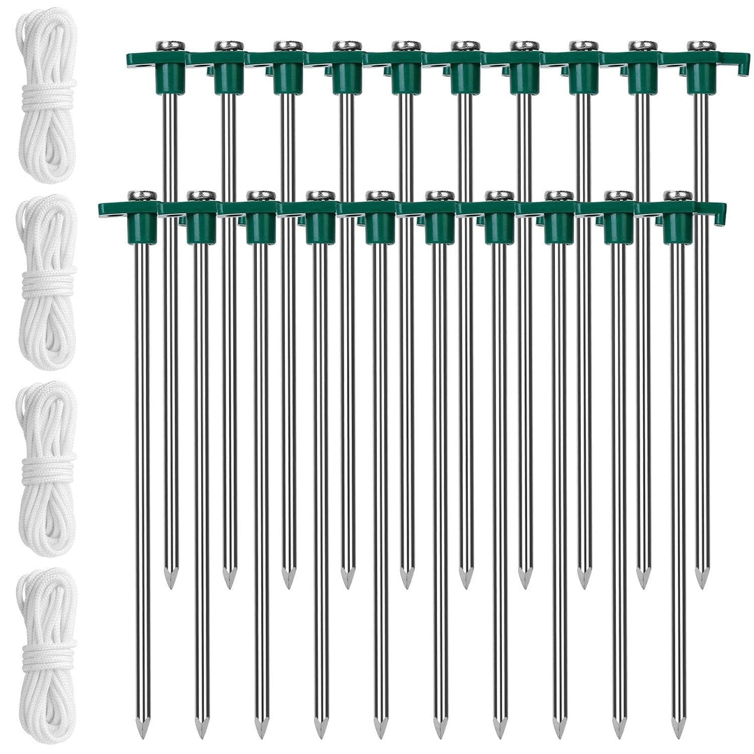 20-Piece: 9.8-Inch Tent Pegs Ropes Set Image 2