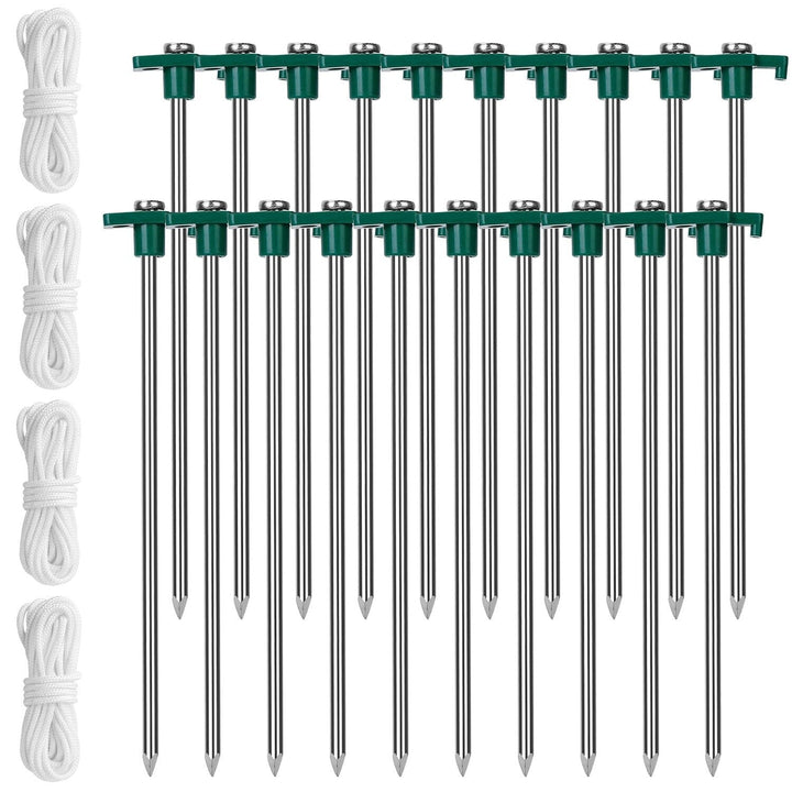 20-Piece: 9.8-Inch Tent Pegs Ropes Set Image 2